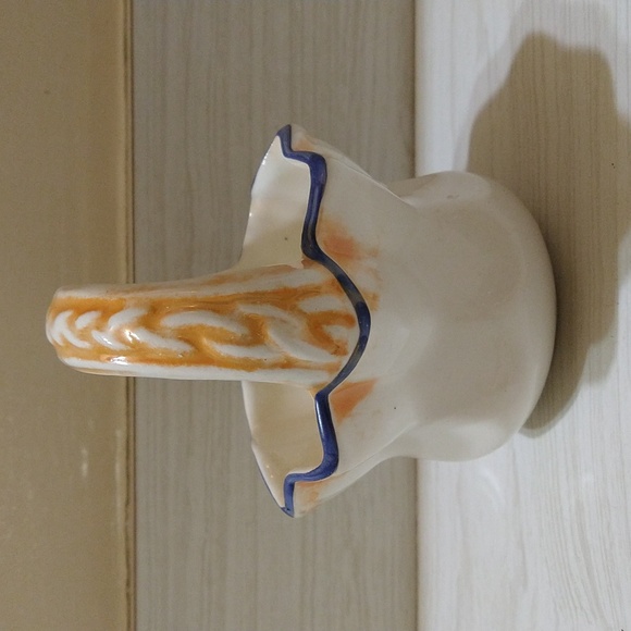 Vintage Czechoslovakia Art Pottery Luster Basket - Picture 2 of 6